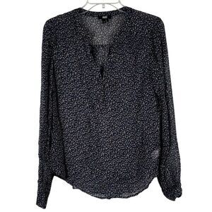Paige Floral V-neck 100% Silk Sheer Blouse Small